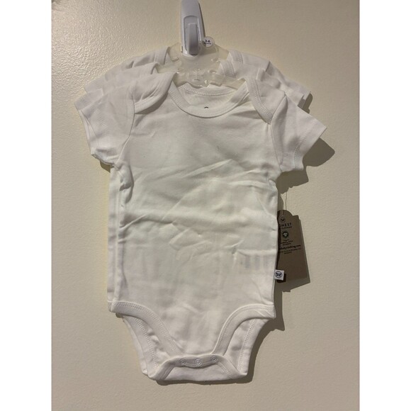 NWT Honest Baby 3-Pack Short-Sleeve White Bodysuits - 3-6M - Picture 1 of 4
